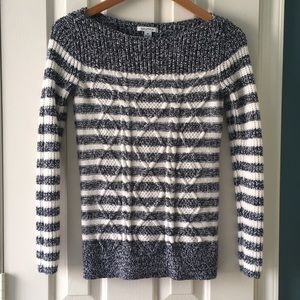 Nautica Navy and White Stripes Sweater in XS